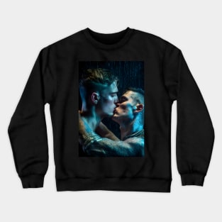 Rainy Cyberpunk Kiss - LGBT Crewneck Sweatshirt